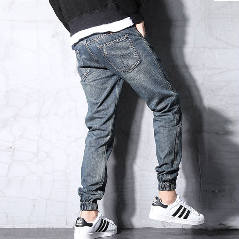 GUOYUXIAO Japanese Style Men Jeans Vintage Loose Denim Cargo Pants  Streetwear Hip Hop Harem Jeans Men Dark Blue 28 : : Clothing,  Shoes & Accessories